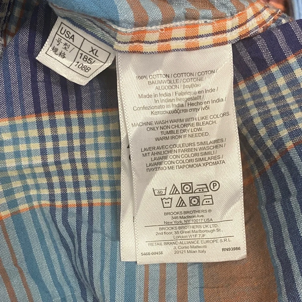 Brooks Brothers Orange and Blue Plaid Shirt - Picture 7 of 7